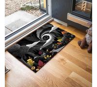 MLSOWM Tapis de Porte Style Art Nouveau Lavable 50 x 80 cm, Tapis de Sol Entrée en Spirale Antidérapant à l'intérieur, Paillasson Avant Intérieur pour Jardin, l'entrée du Hall- Gris Foncé