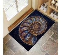MLSOWM Tapis de Porte Texture en Spirale Paillasson d'Entree Interieur Lavable Ammonite Exquise Tapis Antidérapant et Anti-Poussière pour Chambre, Entrée, Couloir, 40 x 60 cm, Bleu Foncé