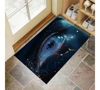 MLSOWM Tapis de Porte Vision L'Intelligence Artificielle Paillasson Mince 90x150 cm Interieur Tapis de Sol Lignes Lumineuses Antidérapant Absorbant pour Chambre, Cuisine, Couloir -Gris Foncé - Bleu