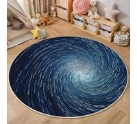 MLSOWM Tapis de Salon Rond 100cm, Tapis Lignes en Spirale Moelleux à Poils Courts Moquette Illusions D'Optique Antidérapant Lavable en Machine Facile À Entretenir, Bleu Marine