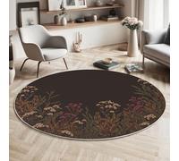 MLSOWM Tapis de Salon Rond à Poils Courts Nature Sauvage Tapis de Sol Décoratif Prairie De Fleurs Sauvages Doux et Confortable Antidérapant pour Salon, Chambre, Salle à Manger, 100cm, Brun