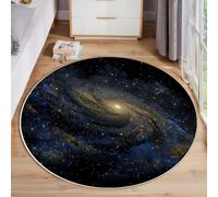 MLSOWM Tapis de Salon Rond Galaxies Spirales 80cm Tapis de Sol Rond Galaxie D'Andromède Poils Courts Antidérapant Anti-Fatigue pour Salle à Manger Descente de Lit ou Chambre Enfant, Bleu