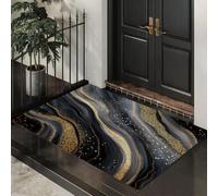 MLSOWM Tapis d'Entrée Intérieur, Marbre Whirlpool Tapis de Porte Antidérapant Art Fluide des Vagues Paillasson Super Absorbant pour Entrée, Salle de Bain et Couloir, 60 x 90 cm, Gris
