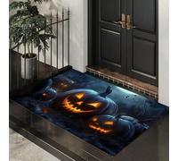 MLSOWM Tapis Entree Interieur Antidérapant - 50 x 80 cm Paillasson Cimetière De L'Horreur Lavable en Machine, Tapis de Porte Citrouille d'halloween Absorbante pour Porte, Couloir, et Balcon - Noir