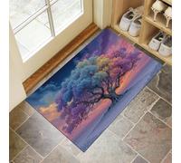 MLSOWM Tapis Entree Interieur Arbre De La Vie 60 x 90 cm, Paillasson Style Artistique Fantastique Antidérapant Lavable, Tapis Entree Absorbant à Profil Bas pour Entrée, Porte et Couloir, Bleu