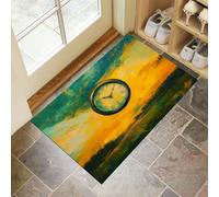 MLSOWM Tapis Entree Interieur Cadran en Bois Vintage 60 x 120 cm, Paillasson Paysage Romantique Antidérapant Lavable, Tapis Entree Absorbant à Profil Bas pour Entrée, Porte et Couloir, Jaune