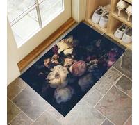 MLSOWM Tapis Entree Interieur Pivoines, Lys Et Roses 80 x 120 cm, Paillasson Bouquet Romantique Antidérapant Lavable, Tapis Entree Absorbant à Profil Bas pour Entrée, Porte et Couloir, Gris