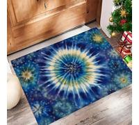 MLSOWM Tapis Entree Interieur Rayonnement Lumineux 60 x 90 cm, Paillasson Motif Tie-Dye Antidérapant Lavable, Tapis Entree Absorbant à Profil Bas pour Entrée, Porte et Couloir, Bleu Foncé