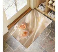 MLSOWM Tapis Entree Interieur Rose Romantique 60 x 90 cm, Paillasson Texture Satinée Luxueuse Antidérapant Lavable, Tapis Entree Absorbant à Profil Bas pour Entrée, Porte et Couloir, Pêche