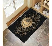 MLSOWM Tapis Entree Interieur Soleil Et Lune 40 x 60 cm, Paillasson Éléments Célestes Antidérapant Lavable, Tapis Entree Absorbant à Profil Bas pour Entrée, Porte et Couloir, Brun