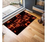 MLSOWM Tapis Intérieur Absorbant, 50 x 80 cm Tapis de Porte Technologies du Futur Antidérapant Lavable, Paillasson Cadre Lumineux avec Dos en Caoutchouc pour Porte, Couloir et Cuisine, Orange