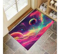 MLSOWM Tapis Planète Fantastique d'entrée intérieur, Tapis de Porte Nébuleuse Cosmique Absorbe Paillasson Lavable en Machine Facile à Nettoyer pour Chambre, Cuisine, Couloir - 40 x 60 cm, Rose