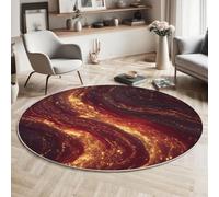 MLSOWM Tapis Poil Ras Rond Arts Visuels Tapis Rond Lave Coulante Doux et antidérapant - Lavable en Machine - pour Salon, Chambre à Coucher, Salle à Manger, 180cm, Orange-Rouge