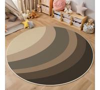 MLSOWM Tapis Rond Art Moderne 160cm Lavable Antidérapant Courbes Abstraites Tapis à Poils Courts Facile À Entretenir pour Salon Bureau Chambre Salle à Manger Decoration, Brun