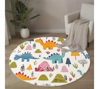 MLSOWM Tapis Rond Chambre d'enfants Tapis à Poil Court Arbres Et Montagnes Antidérapant, Lavable pour Chambre à Coucher, Salle à Manger, Dortoir, Descente de lit Decoration, 80cm, Multicolore