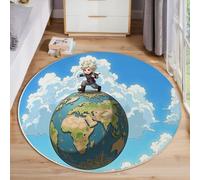 MLSOWM Tapis Rond de Sphère Ronde, Tapis Poil Court Terre avec Bords Cousus, Antidérapant Lavable Carpet Descente de Lit pour Salon Chambre Salle a Manger Décor - 120cm, Bleu Ciel