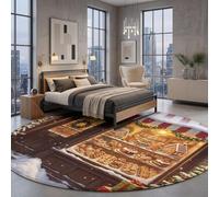 MLSOWM Tapis Rond Vitrine De Desserts De Noël de Chambre d'enfant Tapis à Poils Courts Boutique De Pain De Rue De Noël - Doux- Antidérapant - Facile d'entretien pour Salon, Lit, Coins de Jeu, 120cm
