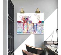 MLSWW Tableau décoratif sur Toile Dent Implant Imprimer Dentiste Cadeau Clinique Dentaire Mur Décor Hygiéniste Bureau Art Médecine Toile Peinture Dent Aquarelle Affiche-60x80cm