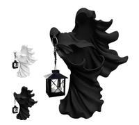 Mlthcig Ghost of Darkness with Lantern, Halloween Faceless Ghost Statue, Faceless Resin Sculpture, Decoration Scary Hell Messenger, Cracker Barrel for Home Room Desk Garden Yard Outdoor Decor(Noir)