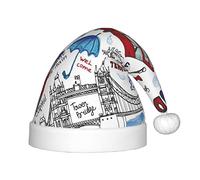 MLTRFGJ Chapeau de Noël imprimé Londres pour enfants, convient pour les vacances et les décorations de fête