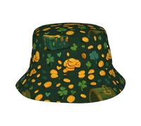 MLTRFGJ Chapeau de pêcheur Leprechaun Treasure imprimé unisexe pliable pour toutes les activités de plein air, Noir , Taille unique