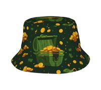 MLTRFGJ Chapeau de pêcheur Leprechaun Treasure imprimé unisexe pliable pour toutes les activités de plein air, Noir , Taille unique