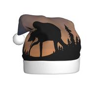 MLTRFGJ Chapeaux de Noël imprimés Moose Mountain Pine Tree Wilderness pour adultes, fournitures de fête festives pour Noël et Nouvel An