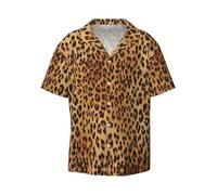 MLTRFGJ Chemise à manches courtes pour homme Imprimé léopard Col Cubain Décontracté Doux et respirant, imprimé léopard, M