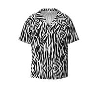 MLTRFGJ Chemise décontractée à manches courtes pour homme avec col cubain imprimé mauvais œil, douce et respirante, Zébré, L