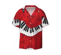 MLTRFGJ Chemise décontractée à manches courtes pour homme avec col cubain imprimé mauvais œil, douce et respirante, Note de musique piano., L