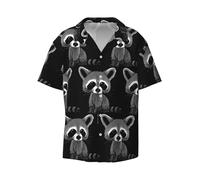 MLTRFGJ Chemise décontractée à manches courtes pour homme avec col cubain imprimé mauvais œil, douce et respirante, Adorable raton laveur, XL