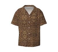 MLTRFGJ Chemise décontractée à manches courtes pour homme avec col cubain imprimé mauvais œil, douce et respirante, Papier peint à motif léopard, M