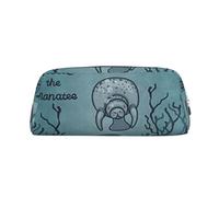 MLTRFGJ Crazy Save Manatee Trousse à crayons multifonction en cuir avec fermeture éclair, idéale pour l'école, le bureau et les voyages, Argenté., Taille unique, Trousse de maquillage