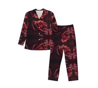 MLTRFGJ Dewdrops On Red Rose Ensemble de pyjama à manches longues pour homme, confortable et tendance, Noir , L