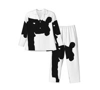 MLTRFGJ Ensemble de pyjama à manches longues imprimé arts martiaux taekwondo pour homme, pyjama confortable et tendance, Noir , S