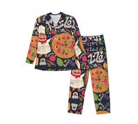 MLTRFGJ Ensemble de pyjama à manches longues imprimé Chef Pizza pour homme, pyjama confortable et tendance, Noir , XL