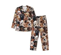 MLTRFGJ Ensemble de pyjama à manches longues pour homme imprimé de nombreux chiens, pyjama confortable et tendance, Noir , M