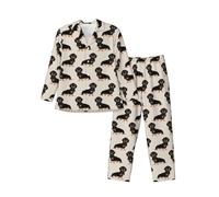 MLTRFGJ Ensemble de pyjama à manches longues pour homme imprimé teckel, confortable et tendance, Noir , M