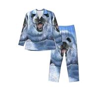 MLTRFGJ Ensemble de pyjama à manches longues pour homme, motif phoque du Groenland, confortable et tendance, Noir , XL