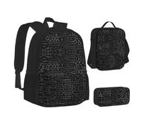 MLTRFGJ Ensemble sac à dos 3 pièces imprimé abstrait science chimie combinant sac à dos, trousse à crayons et sac à déjeuner, Noir , Taille unique, Cartable