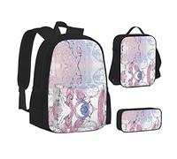 MLTRFGJ Ensemble sac à dos 3 pièces imprimé attrape-rêves amérindien, sac à dos, trousse à crayons et sac à déjeuner, Noir , Taille unique, Cartable