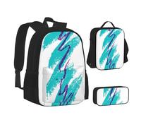 MLTRFGJ Ensemble sac à dos 3 pièces imprimé motif tasse des années 90, combinant sac à dos, trousse à crayons et sac à déjeuner, Noir , Taille unique, Cartable