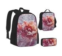 MLTRFGJ Ensemble sac à dos, trousse à crayons et sac à déjeuner Motif roses La Reine des neiges