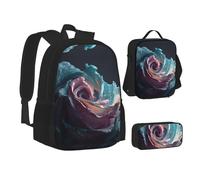 MLTRFGJ Ensemble sac à dos, trousse à crayons et sac à déjeuner Motif roses La Reine des neiges