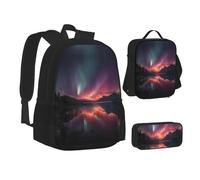 MLTRFGJ First Light Ensemble sac à dos 3 pièces comprenant un sac à dos, une trousse à crayons et un sac à déjeuner, Noir , Taille unique, Cartable