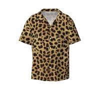 MLTRFGJ Golden Retriever - Chemise à manches courtes pour homme - Col cubain - Doux et respirant, Imprimé léopard, M
