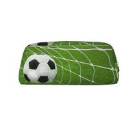 MLTRFGJ Green Grass Soccer Trousse multifonction en cuir avec fermeture éclair pour l'école, le bureau et les voyages, doré, Taille unique, Trousse de maquillage
