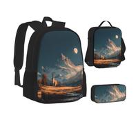 MLTRFGJ High Mountain Ensemble sac à dos 3 pièces imprimé comprenant un sac à dos, une trousse à crayons et un sac à déjeuner, Noir , Taille unique, Cartable