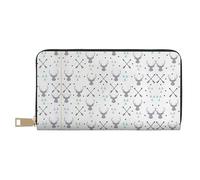 MLTRFGJ Moose Mountain Pine Tree Wilderness Portefeuille en cuir durable imprimé et tendance avec fermeture éclair sécurisée, Chasse flèches triangles cerf, Taille unique