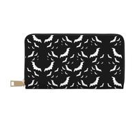 MLTRFGJ Moose Mountain Pine Tree Wilderness Portefeuille en cuir durable imprimé et tendance avec fermeture éclair sécurisée, Chauve-souris volante pour Halloween, Taille unique